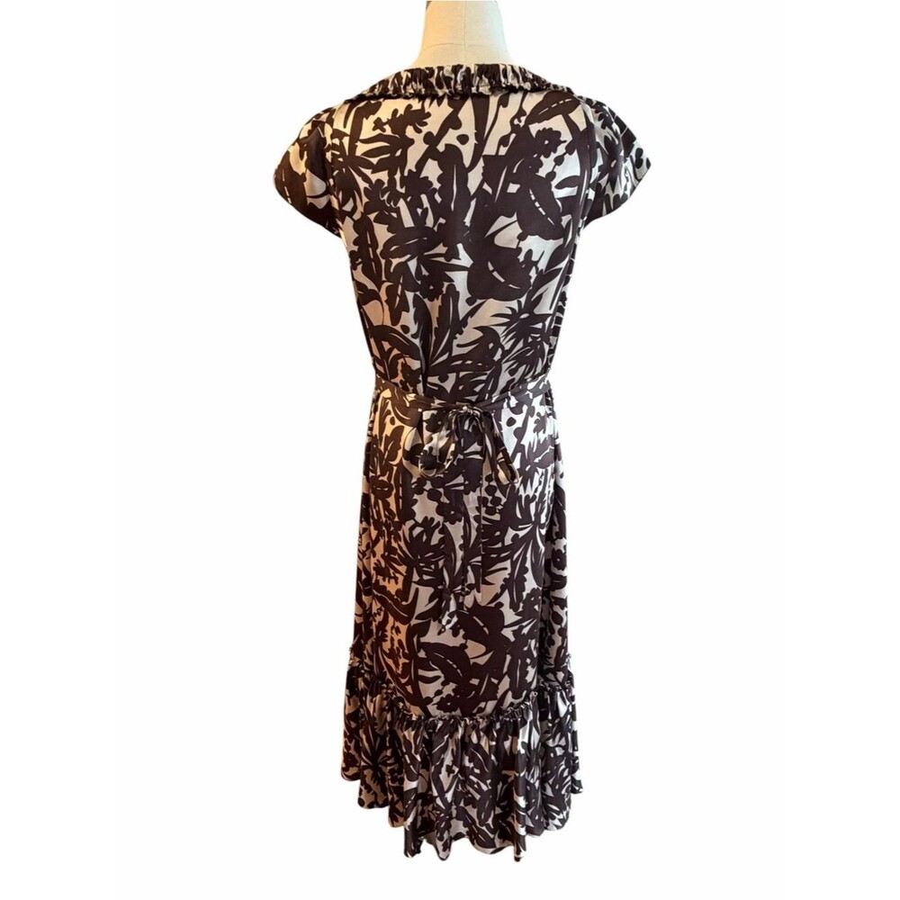 BCBG Max Azria Y2K Cottage Silk Floral Midi Dress Sz 12 Empire Waist Tiered Boho - Picture 4 of 10